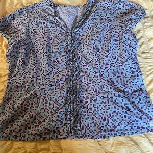 Digital print tiny squares Women's scrub top size XXL nursing uniform live Sweet